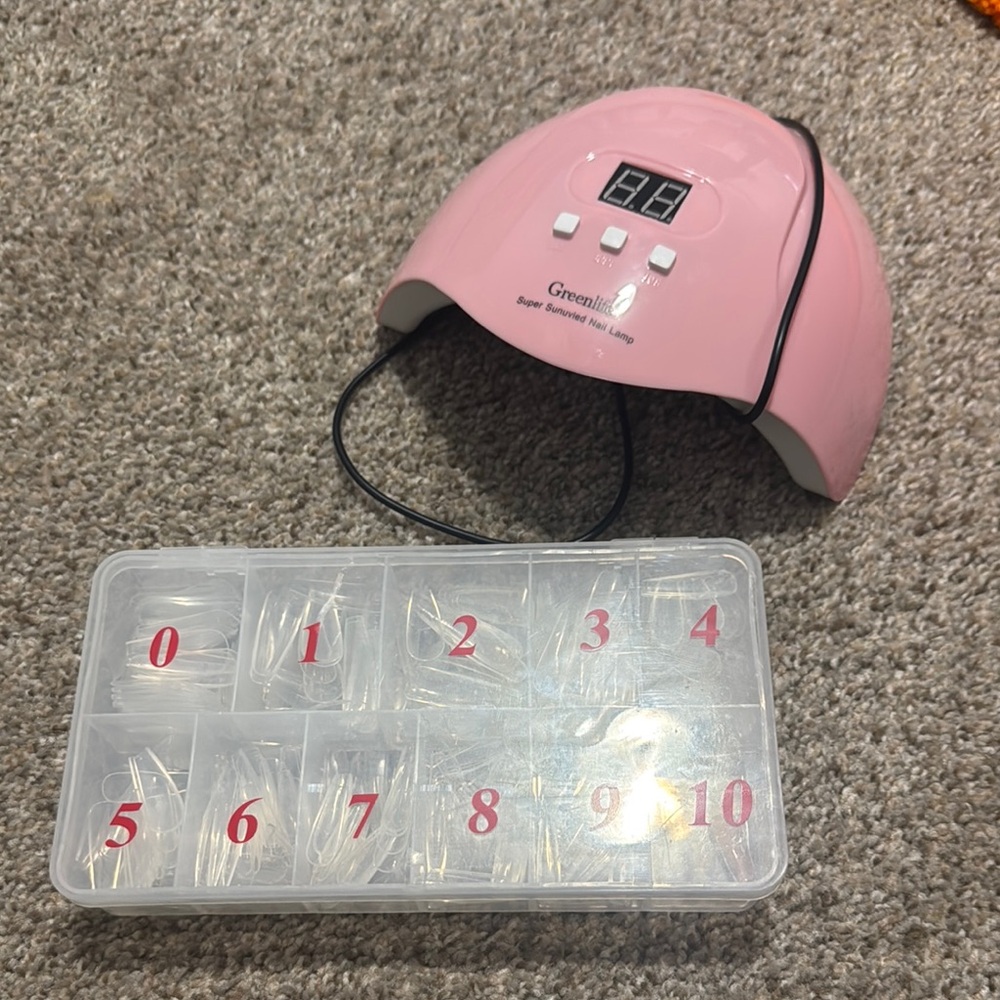 GreenLife Pink Nail Lamp with Nail Tips Set